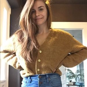 Vintage Mohair and Wool Sweater Mustard Yellow